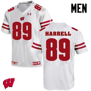 Men's Wisconsin Badgers NCAA #89 Deron Harrell White Authentic Under Armour Stitched College Football Jersey XI31Z41JY